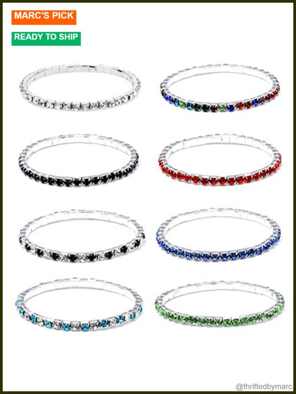 Rhinestone Stretch Bracelets Set Silver Plated Brass Stackable Women